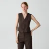 Theory Slim Vest In Good Linen In Brown