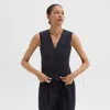 Theory Wool Waist Coatv Neck In Navy