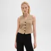 Theory Slim Vest In Sleek Flannel In New Camel
