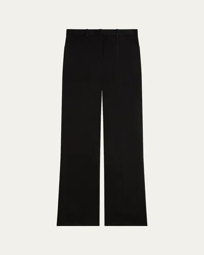 Theory Slim-straight Satin Pants In Black