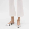 Theory Slingback Flat In Metallic Leather In Silver