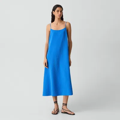 Theory Easy Volume Silk Blend Dress In Blue