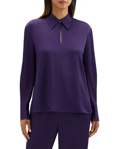 Theory Slit Collar Pullover In Purple