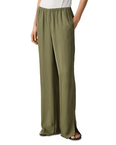 Theory Slit Hem Pull On Pants In Green