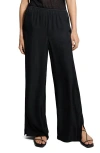 Theory Slit Hem Wide Leg Pants In Black