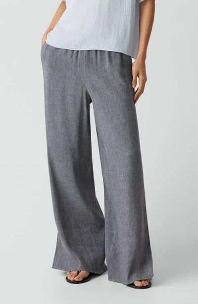 Theory Slit Hem Wide Leg Pants In Gray
