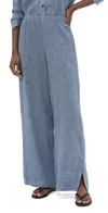Theory Slit Pull On Pants Light Denim In Blue