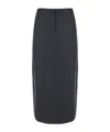 Theory Midi Grey Skirt With Slit In Wool Blend Woman In Black