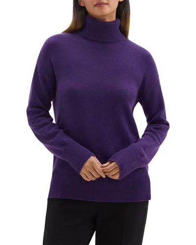 Theory Slouchy Turtleneck Cashmere Sweater In Purple