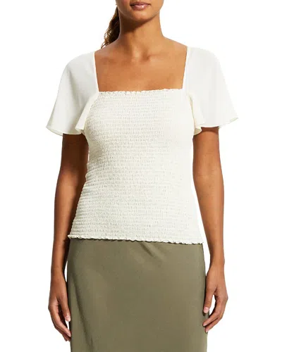 Theory Smocked Top In Ivory