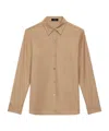 Theory Smooth Flannel Straight Shirt In Nude