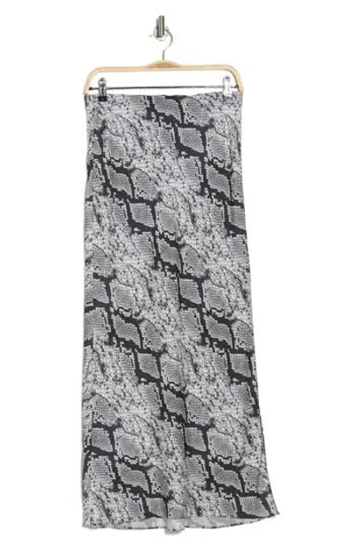 Theory Snakeskin Print Silk Slip Skirt In Grey