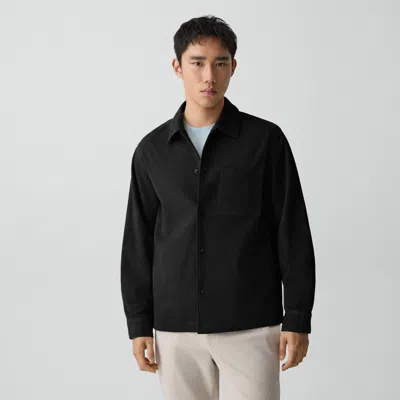 Theory Snap Overshirt In Suede In Black