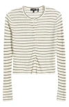 Theory Cropped Cardigan In Cable Knit Linen In Light Parchment Multi