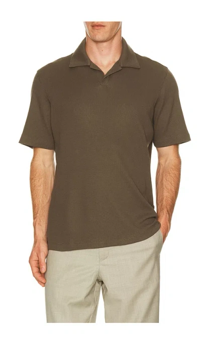 Theory Soft Waffle Short Sleeve Polo In Green