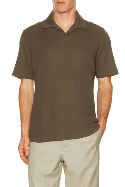 Theory Soft Waffle Short Sleeve Polo In Brown