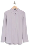 Theory Solid Button-up Tunic Shirt In Lilac Grey