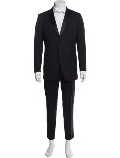 Pre-owned Theory Solid Wool Two Piece Suit In Blue