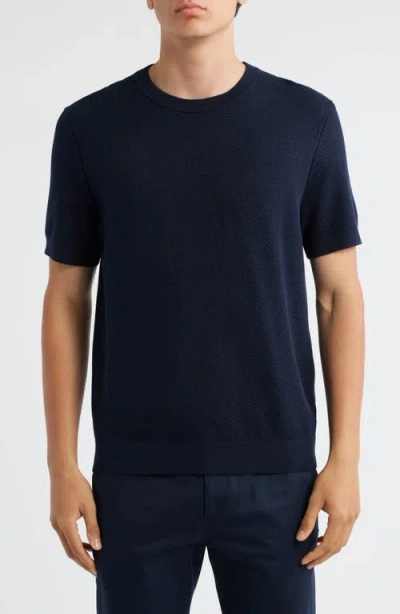 Theory Textured Short Sleeve Sweater In Black