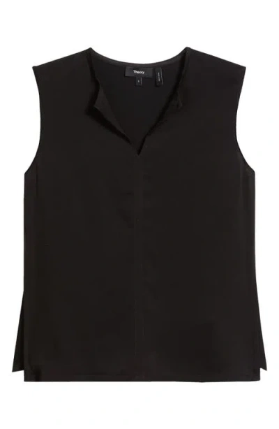 Theory Split Neck Satin Tank In Black