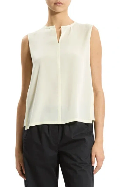 Theory Split Neck Satin Tank In Neutral