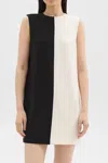 Theory Sleeveless Split Admiral Crepe Mini Shift Dress In Multi
