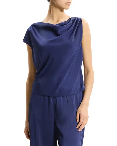 Theory Split Sleeve Cowl Neck Top In Blue