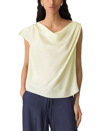 Theory Cowl Neck Blouse In Crushed Satin In White