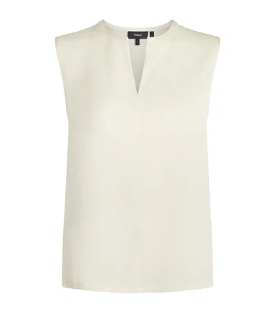 Theory Split-neck Shell Top In Ivory