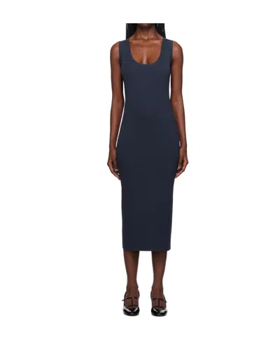 Theory Spoon-collar Mid-length Dress In Black