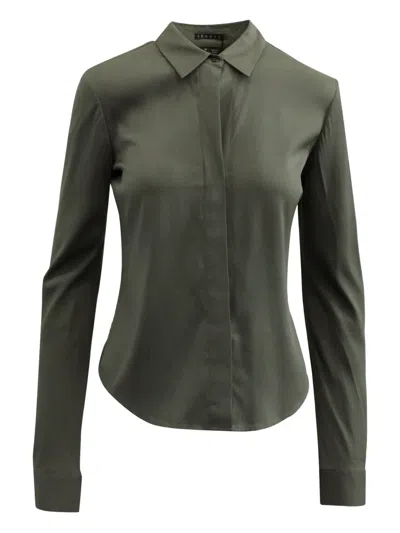 Pre-owned Theory Spread-collar Long-sleeve Shirt In Gray