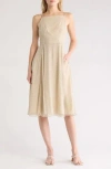Theory Square Neck Double Strap Silk Dress In Oatmeal Multi