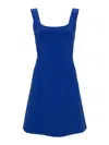 Theory Square-neck Mini Dress In Blue