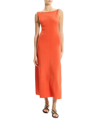 Theory Square Neck Dress In Orange