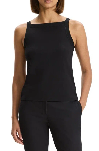 Theory Square Neck Knit Tank In Black