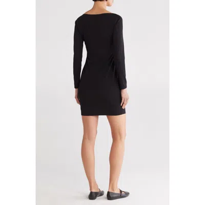 Theory Square Neck Long Sleeve Sweater Dress In Black