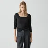 Theory Square Neck Long-sleeve Tee In Organic Cotton In Black