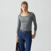 Theory Square Neck Long-sleeve Tee In Organic Cotton In Gray
