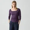 Theory Square Neck Long-sleeve Tee In Organic Cotton In Purple