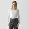 Theory Square Neck Long-sleeve Tee In Organic Cotton In White