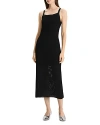 Theory Pointelle Sleeveless Square-neck Midi Dress In Black