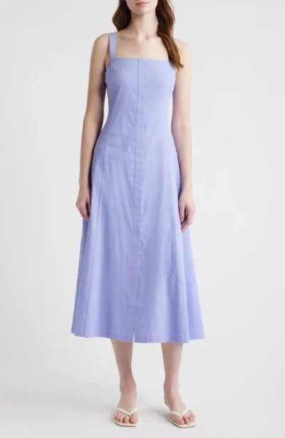Theory Square Neck Midi Dress In Blue