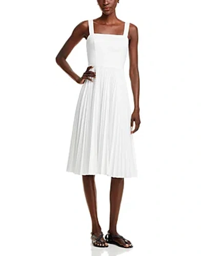 Theory Square Neck Midi Dress In White