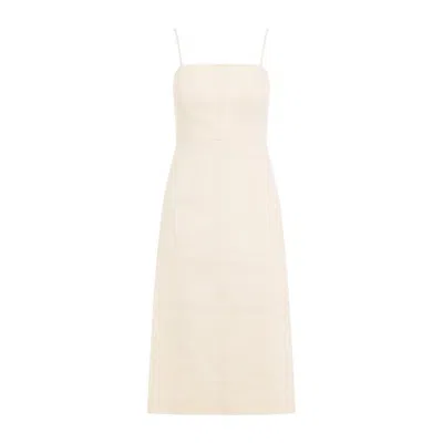 THEORY SQUARE-NECK SLEEVELESS A-LINE MIDI DRESS