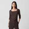 Theory Square Neck Tee In Organic Cotton In Brown