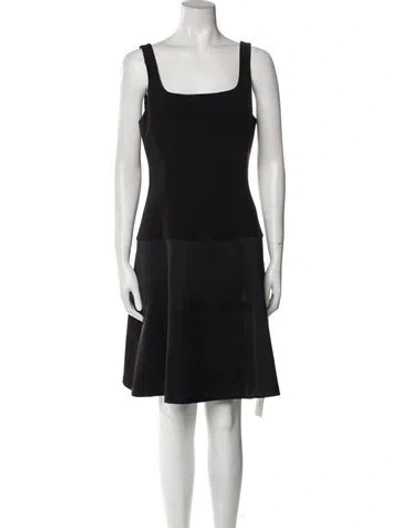 Pre-owned Theory Square Neckline Knee-length Dress In Black