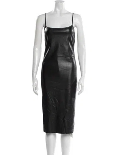 Pre-owned Theory Square Neckline Knee-length Dress In Black