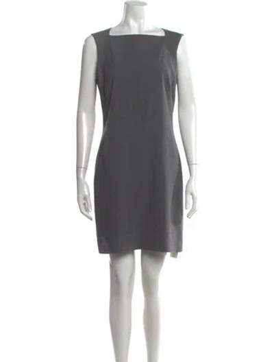 Pre-owned Theory Square Neckline Knee-length Dress In Gray