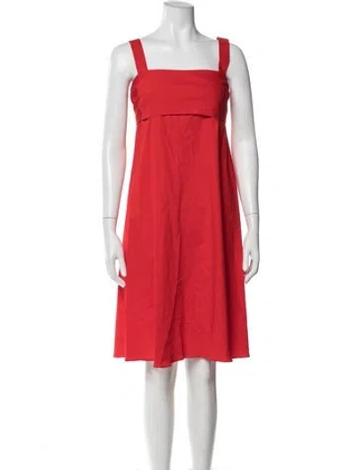Pre-owned Theory Square Neckline Knee-length Dress In Red