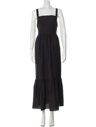 Pre-owned Theory Square Neckline Long Dress In Black